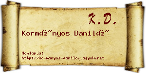 Kormányos Daniló névjegykártya